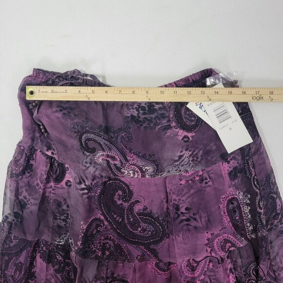 New York City Design Co. Purple Shiny Beading Women's Size Small SILK SKIRT New - Picture 7 of 8
